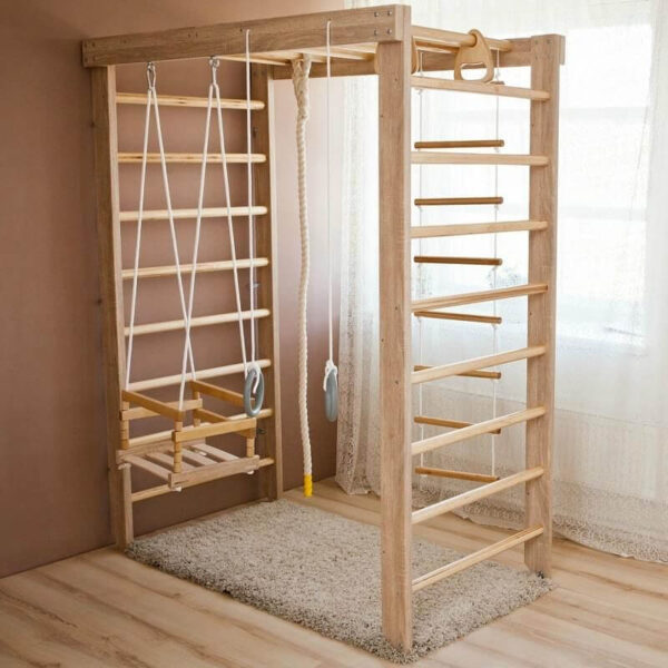 Kids Wooden Monkey Bar With Swing and Ladder