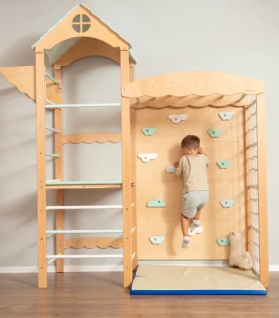 Wooden indoor kids gym