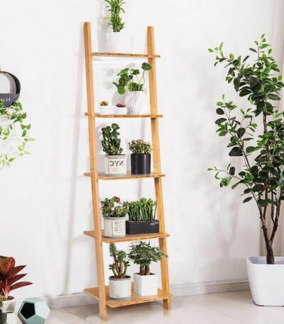 Ladder shelf modern leaning Bookshelf