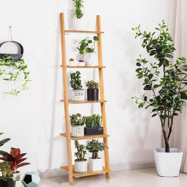 Ladder shelf modern leaning Bookshelf