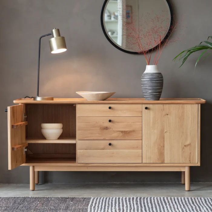 3 Drawer Oak Solid Wood Sideboard