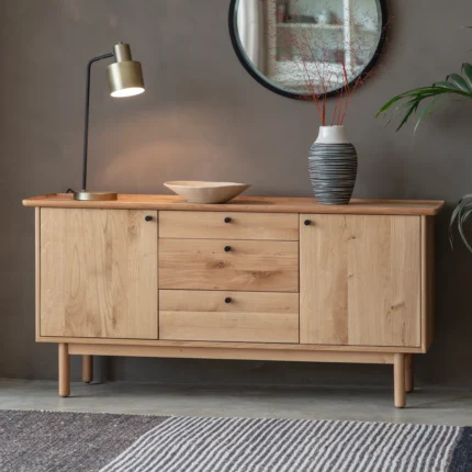 3 Drawer Oak Solid Wood Sideboard