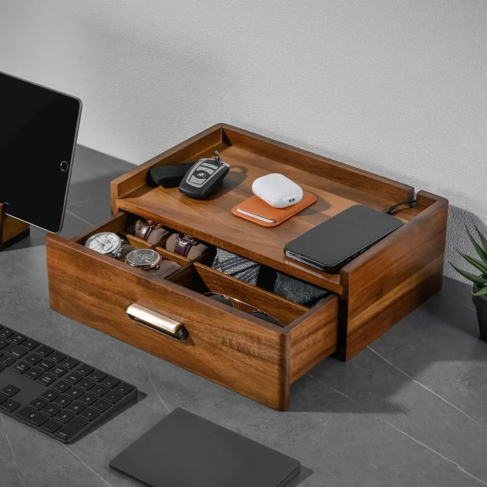 Everyday Carry Wood Drawer Watch Box Organizer for Men (6)