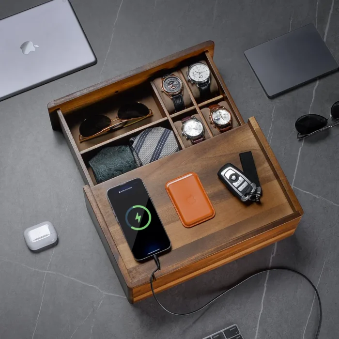 Everyday Carry Wood Drawer Watch Box Organizer for Men (6)