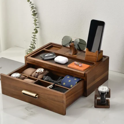 Everyday Carry Wood Drawer Watch Box Organizer for Men (6)