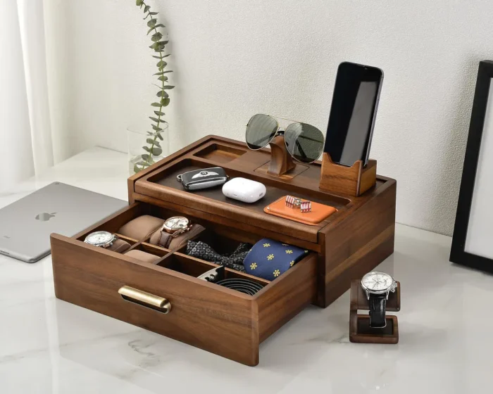 Everyday Carry Wood Drawer Watch Box Organizer for Men (6)