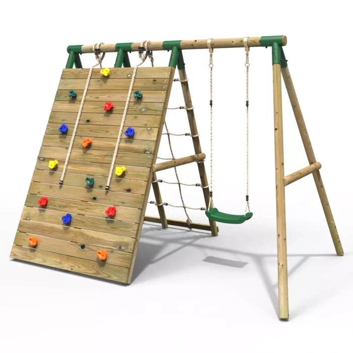Outdoor Wooden Climber & Swing Set