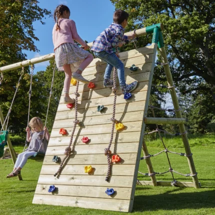 Outdoor Wooden Climber & Swing Set