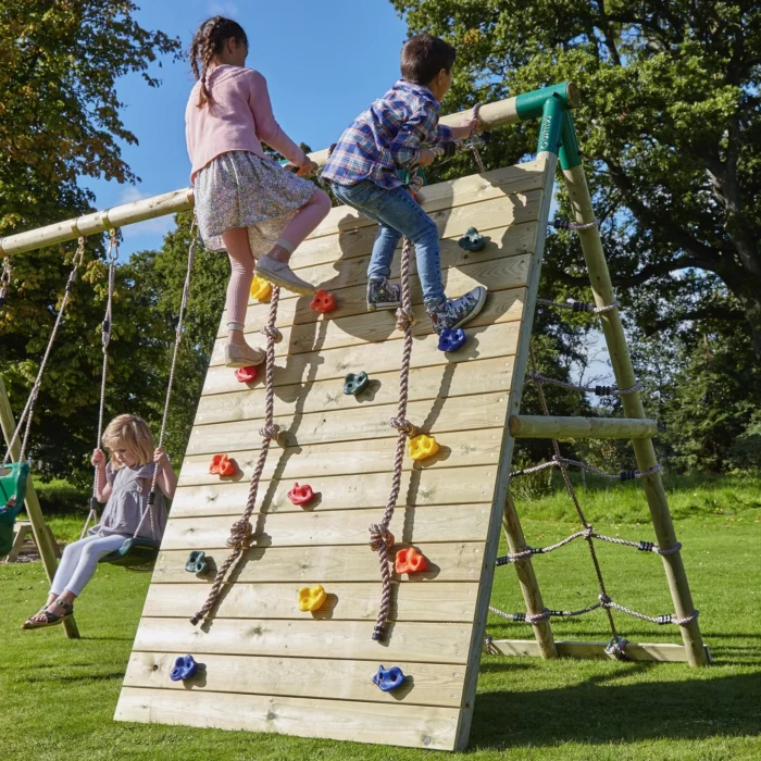 Outdoor Wooden Climber & Swing Set