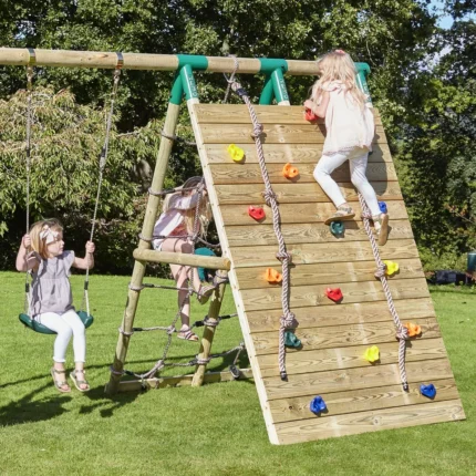 Outdoor Wooden Climber & Swing Set