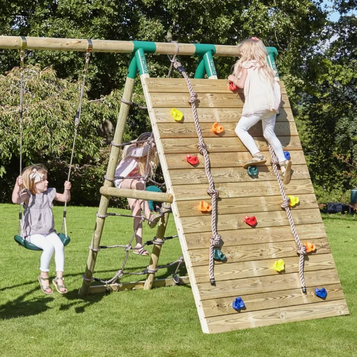 Outdoor Wooden Climber & Swing Set