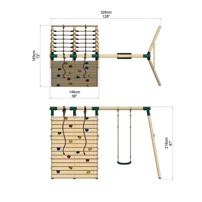 Outdoor Wooden Climber & Swing Set
