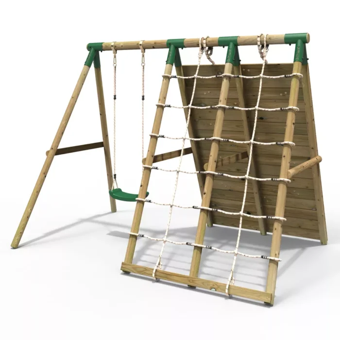 Outdoor Wooden Climber & Swing Set