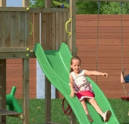 Outdoor Wooden Swing & Slide Playset