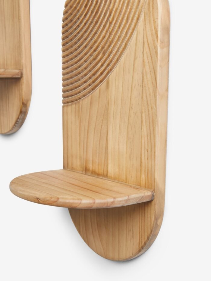 Set of 2 Natural Wooden Global Pill Shelves