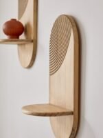 Set of 2 Natural Wooden Global Pill Shelves