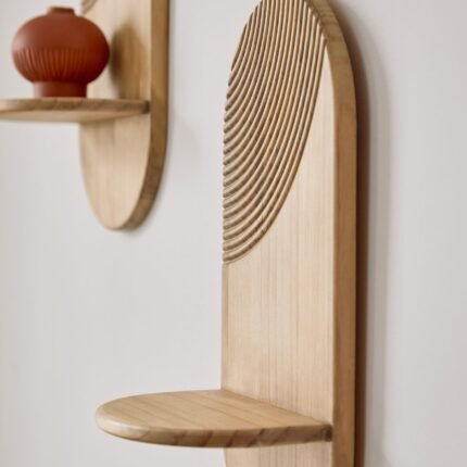 Set of 2 Natural Wooden Global Pill Shelves