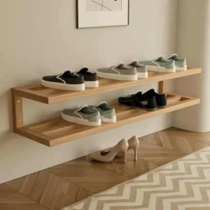 Solid Wood Wall Mounted Shoe Rack