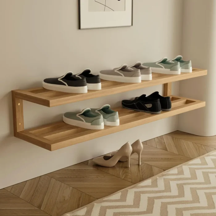 Solid Wood Wall Mounted Shoe Rack