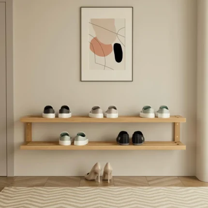 Solid Wood Wall Mounted Shoe Rack