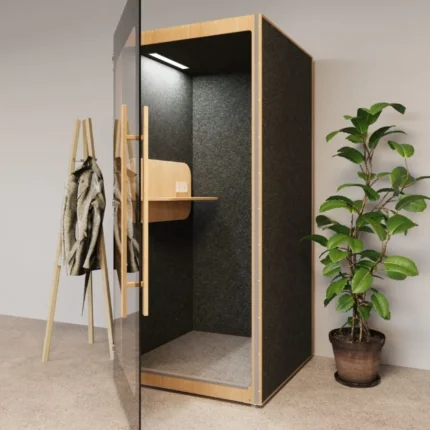 Soundproof Phone Booth in Dark Grey