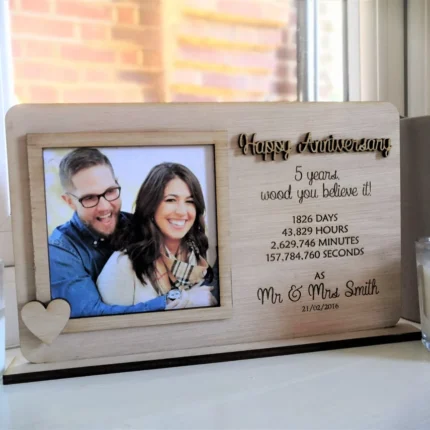 Wooden Photo Frame with Picture - Happy Anniversary