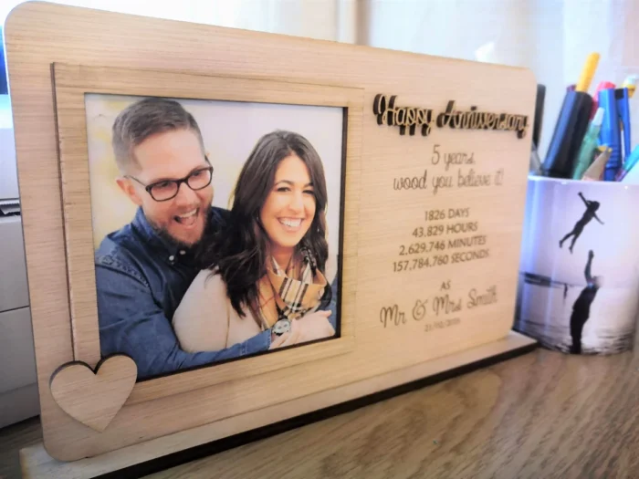 Wooden Photo Frame with Picture - Happy Anniversary
