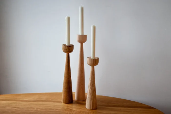 Wooden Set of 3 Candlesticks (4)