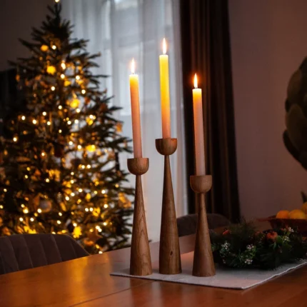 Wooden Set of 3 Candlesticks (4)