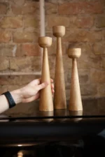 Wooden Set of 3 Candlesticks (4)