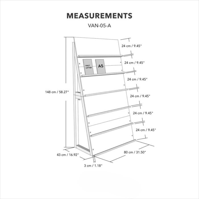 Wooden display stand for notebooks, books, planners