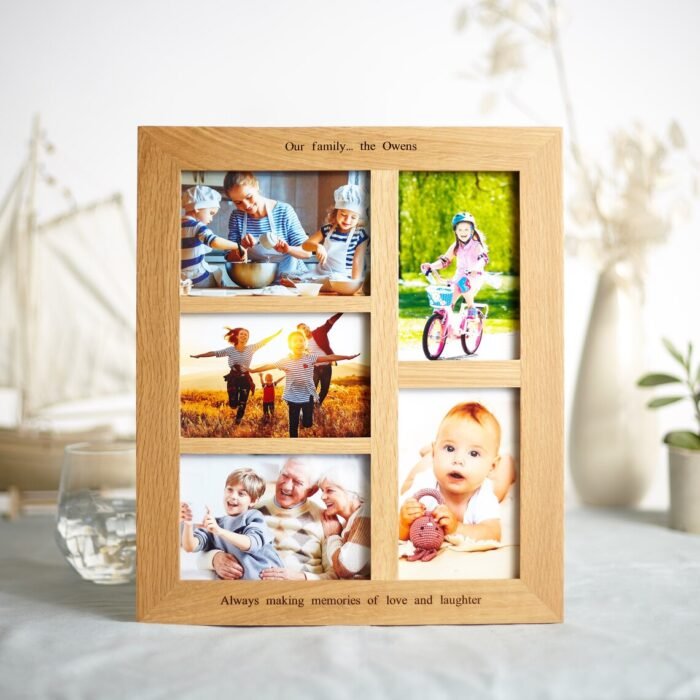 Oak 5 Aperture Photo Frame/ Family Frame / Wedding Frame