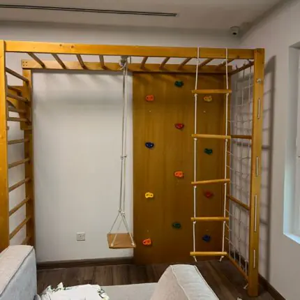 Wooden Monkey Bar with Climbing Wall Dubai