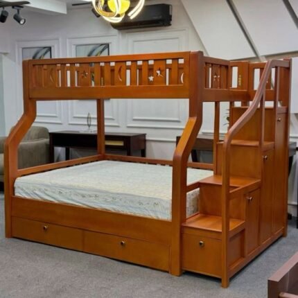 Bunk Bed with Storage Dubai — Solid Wood & Staircase