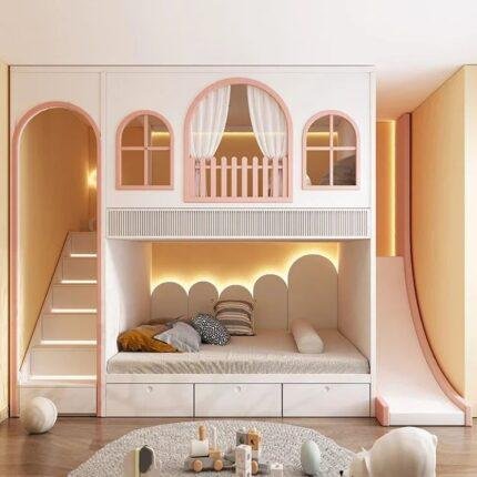 Kids Bunk Bed with Slide and stairs