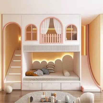Kids Bunk Bed with Slide and stairs