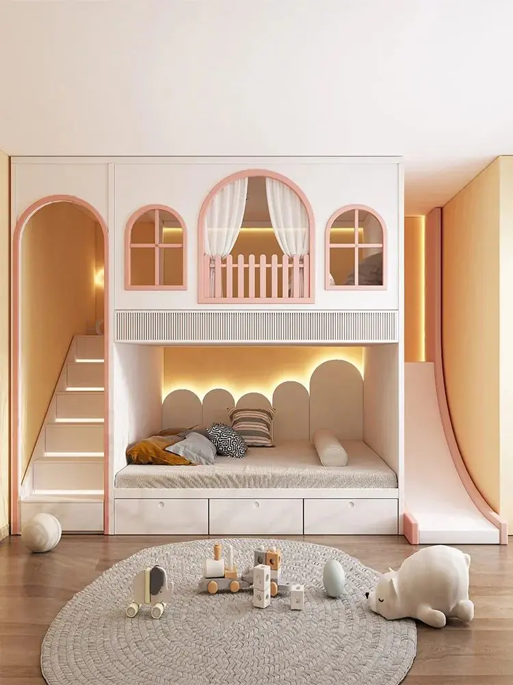 Kids Bunk Bed with Slide and stairs