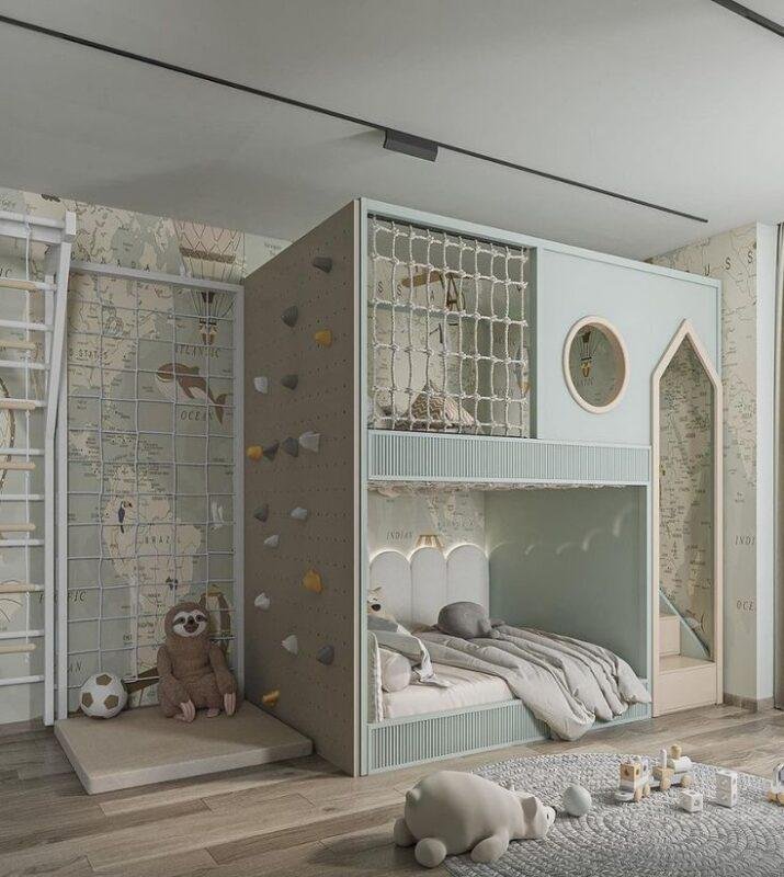 Kids Bunk Bed Loft with Slide