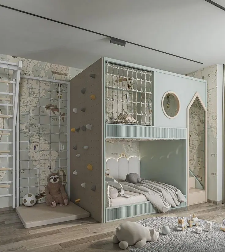 Kids loft Bunk Bed with climbing wall Kids loft Bunk Bed with climbing wall